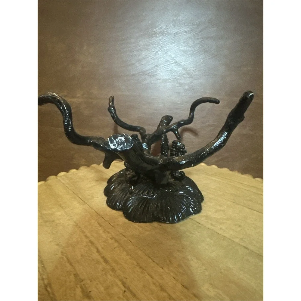 Elegant Vintage Arthur Court Mixed Metal Seahorse & Coral Black Display Stand